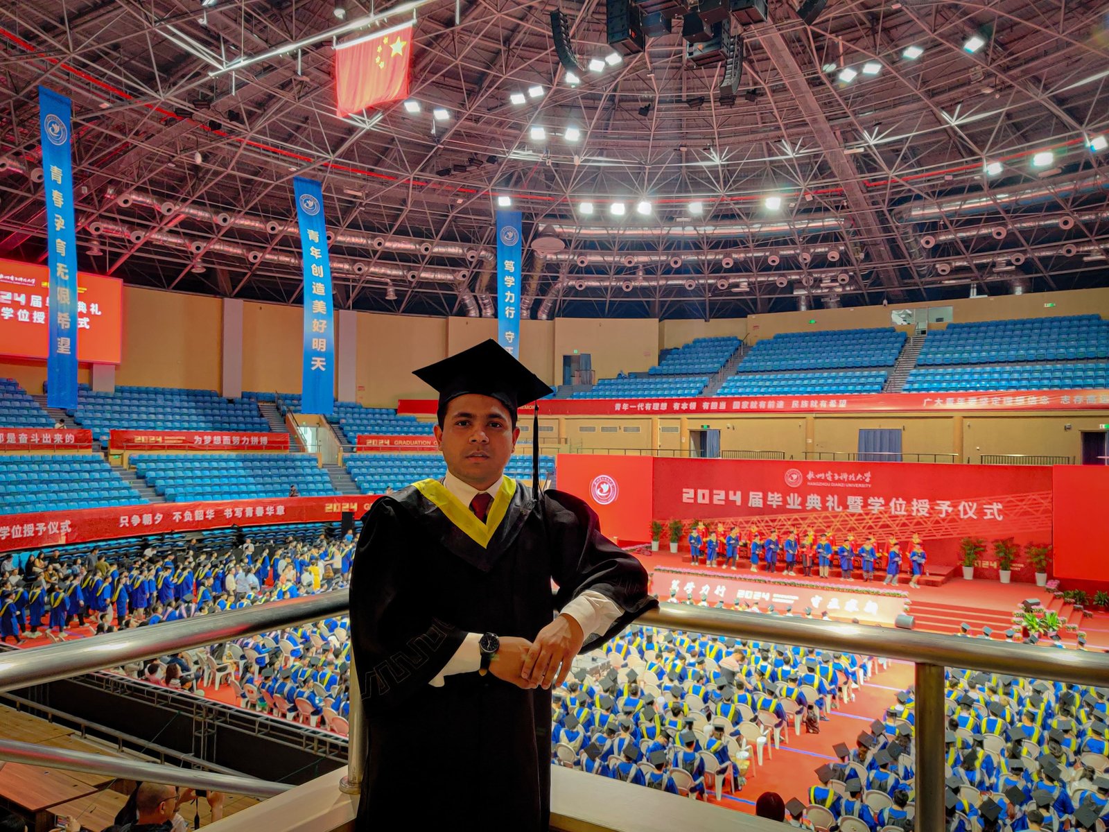 Graduation portrait of Hasnat Jani Rafin during bachelor degree celebrations